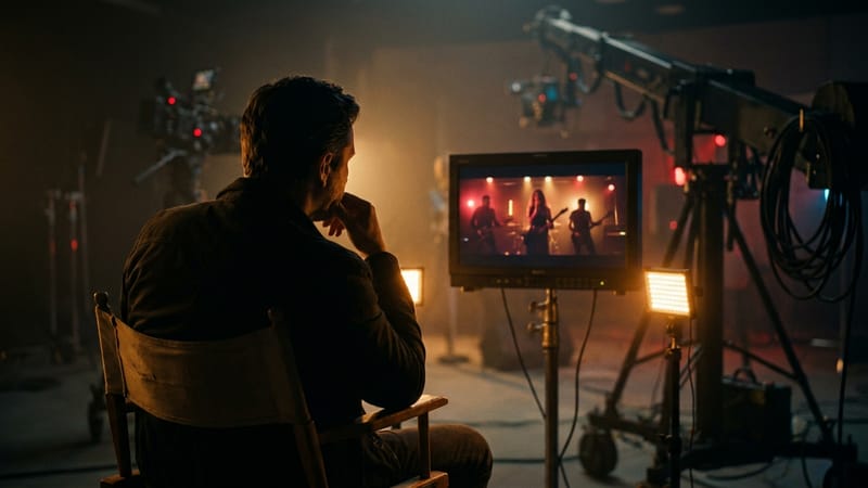 هل يمكن استخدام اغنية لصنع فيديو — مشهد من إنتاج فيديو كليب